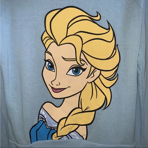Women’s M DISNEY FROZEN QUEEN ELSA Ice Blue Soft Knit L/S Crewneck Top NWTS $34 - Picture 5 of 8